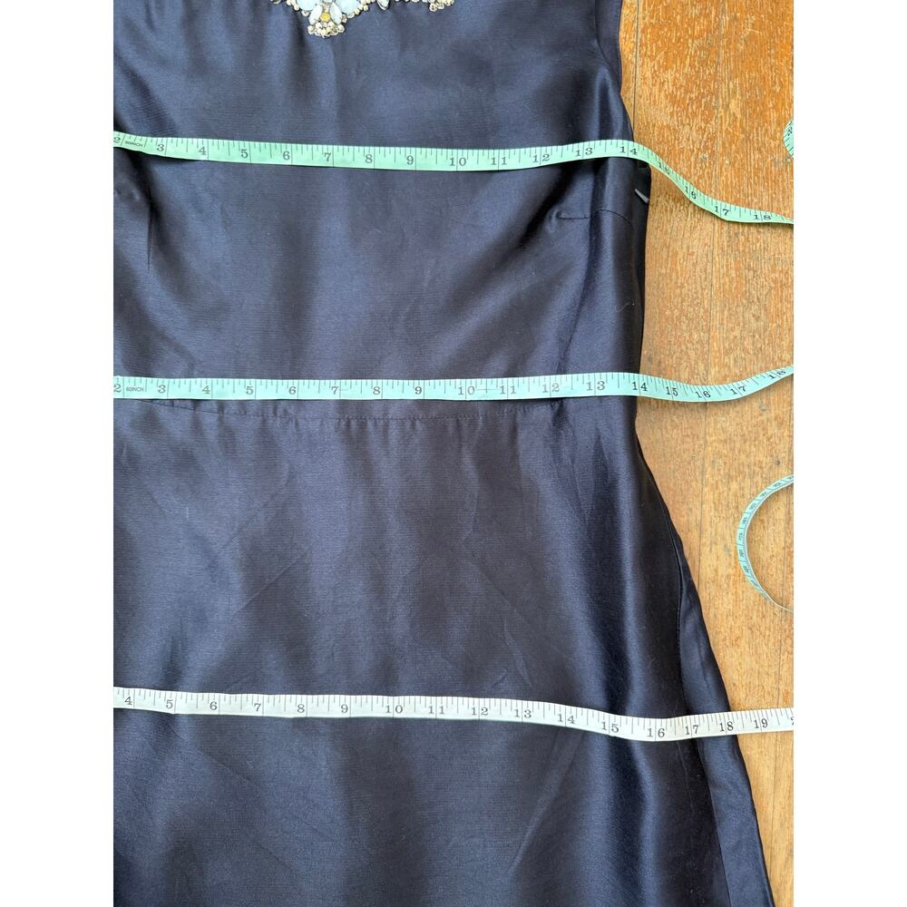 Tory Burch Navy Mini Dress with Embellished Flower Neckline - Picture 6 of 8